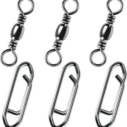50-Pack Fishing Power Speed Clips 25LB Buy with 100-Pack Barrel Swivels 30LB.