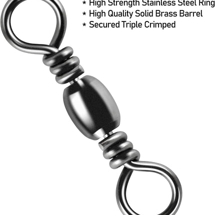 50-Pack Fishing Power Speed Clips 25LB Buy with 100-Pack Barrel Swivels 30LB.