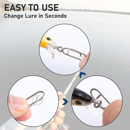 50-Pack Fishing Power Speed Clips 25LB Buy with 100-Pack Barrel Swivels 30LB.