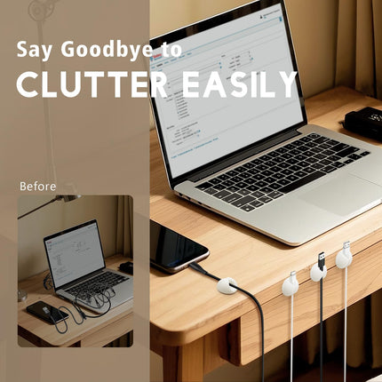 Cable Clips, Cord Holder, Adhesive Wire Holder for Management, Phone Charger, Desk, Wall, Nightstand and Office, White 9 PCS.