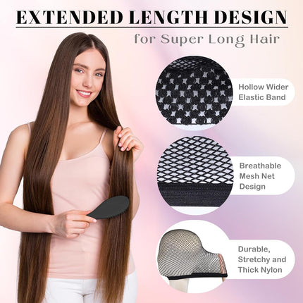 Hair Net for Wig, Wig Caps Women Long Hair, Halloween Cosplay, Black 2 PCS.