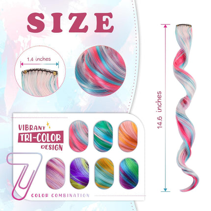 14 PCS Hair Extensions for Kids and 1 PC Bear Headband Halloween.