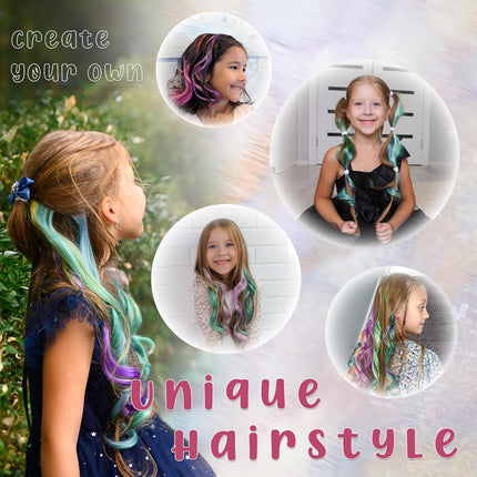 14 PCS Hair Extensions for Kids and 1 PC Bear Headband Halloween.