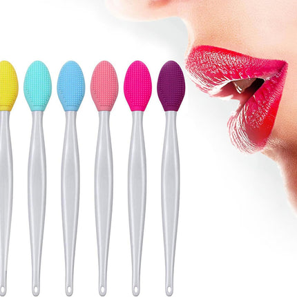 6PCS Lip Scrub Brush Tool,Double-Sided Silicone Exfoliating Lips Brushes,Gentle Exfoliator Scrubber for Smooth,Soft,Bright,Fuller Healthy.