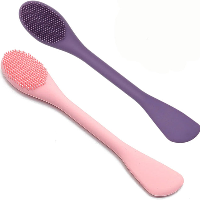 Silicone Face Mask Applicator Brush,Soft DIY Skincare Tools,Scrubber Exfoliator,Facial Cleansing Brush for Deep Gentle Exfoliating (Pink/Purple) Pink/Purple.