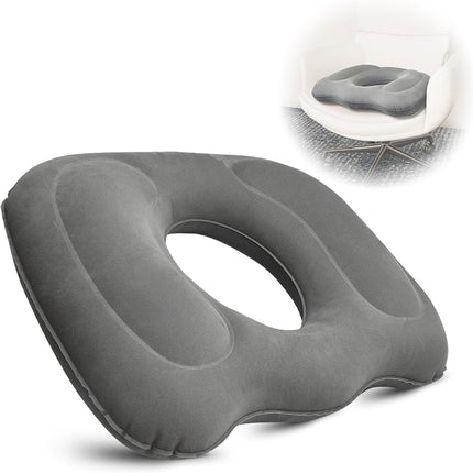 Petluno Inflatable Donut Cushion for Tailbone Pain Relief - Orthopedic Hemorrhoid & Sciatica Seat Cushion - Coccyx Cushion for Postpartum, Pregnancy, Office Chair, Car, Wheelchair & Post-Surgical Recovery (Grey).