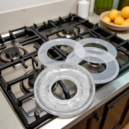 10 Pcs Round Aluminum Foil Stove Burner Covers Disposable Heavy Thick Quality Bib Liners Drip Pans Gas Range Top Protectors Accessories.