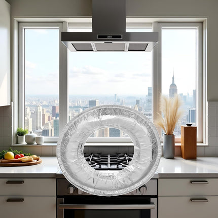 10 Pcs Round Aluminum Foil Stove Burner Covers Disposable Heavy Thick Quality Bib Liners Drip Pans Gas Range Top Protectors Accessories.
