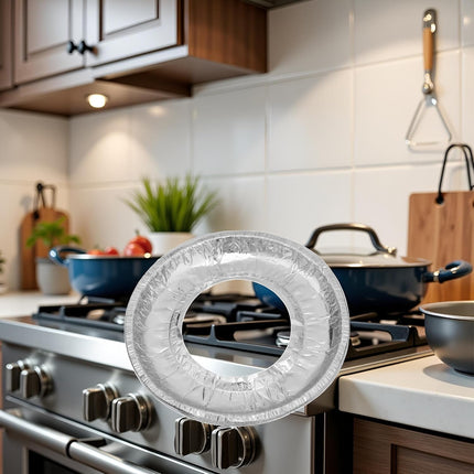 10 Pcs Round Aluminum Foil Stove Burner Covers Disposable Heavy Thick Quality Bib Liners Drip Pans Gas Range Top Protectors Accessories.