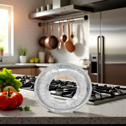 10 Pcs Round Aluminum Foil Stove Burner Covers Disposable Heavy Thick Quality Bib Liners Drip Pans Gas Range Top Protectors Accessories.