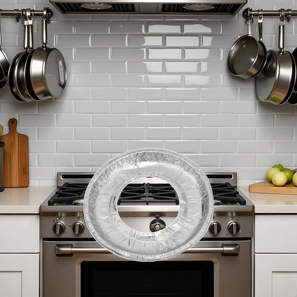 10 Pcs Round Aluminum Foil Stove Burner Covers Disposable Heavy Thick Quality Bib Liners Drip Pans Gas Range Top Protectors Accessories.