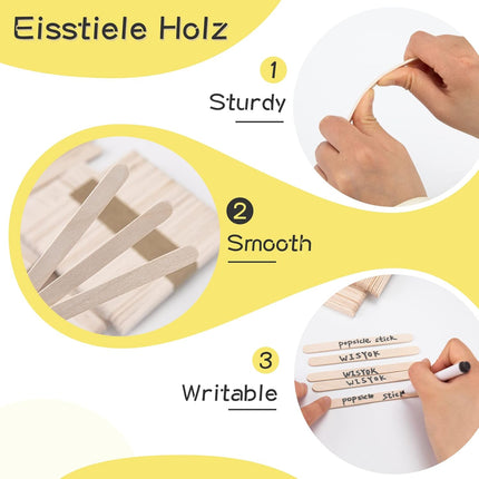 Petluno 100 Pieces Wooden Ice Cream Sticks, Wooden Ice Sticks, Wooden Sticks for Crafting, Wooden Sticks, Craft Sticks Wooden Spatula DIY Craft-114 mm x 9 2  114mm-100pcs.