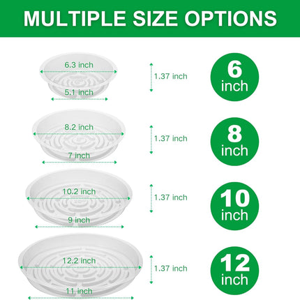 Petluno 24 Pack Clear Plant Saucers - 6, 8, 10, 12 Inch Plastic Trays for Pots, Flower Pot Saucers, Indoor & Outdoor Planter Drip Tray Water Drainage Protection  6",8",10",12"-.