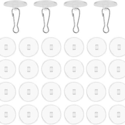 30 Pieces Clear Self-Adhesive Ceiling Hooks, No-Drill Ceiling Hooks, Sticky Hooks with Flagpole Clips for Bedroom, Bathroom, Kitchen, Bedroom Wall, Carnival Item.