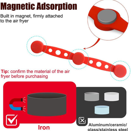 Magnetic Silicone Straps for Air Fryers, 12 Pieces Baking Paper Fastening Straps, Magnetic Silicone Straps for Cooking and Baking in the Air Fryer Black Round.