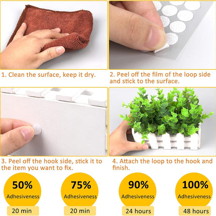 1008 Self-Adhesive Hook and Loop Dots - Petluno 10mm White Hook and Loop Stick on Dots, Round Hook and Loop Fasteners, Self Adhesive Hook and Loop Tape Strips for School Learning Materials, Christmas Cards, Binder Wallets 504.