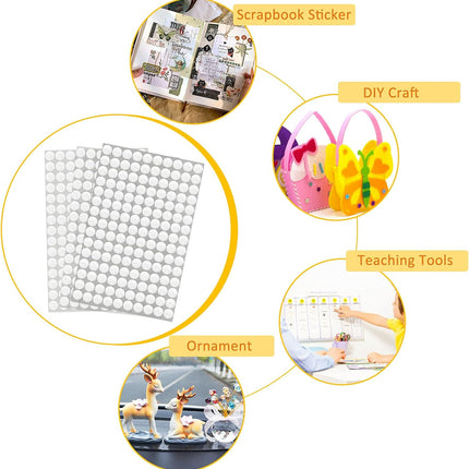 1008 Self-Adhesive Hook and Loop Dots - Petluno 10mm White Hook and Loop Stick on Dots, Round Hook and Loop Fasteners, Self Adhesive Hook and Loop Tape Strips for School Learning Materials, Christmas Cards, Binder Wallets 504.