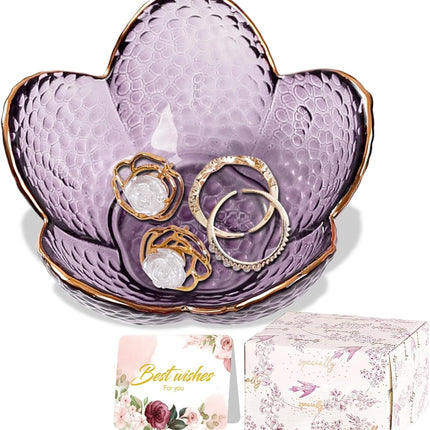 Gifts For Women Trinket Dish Unique Birthday New Home Her Jewellery Tray Cute Room Decor Aesthetic Bedroom Accessories Ring Holders Small Friendship Christmas House Warming Purple-9cm.
