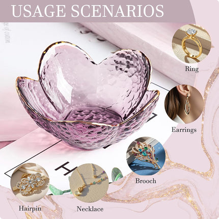 Gifts For Women Trinket Dish Unique Birthday New Home Her Jewellery Tray Cute Room Decor Aesthetic Bedroom Accessories Ring Holders Small Friendship Christmas House Warming Purple-9cm.