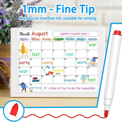 Petluno 10 pcs Whiteboard Markers, 9 Colour Pens, Fine Tip Magnetic Colour White Board Pen with Eraser Low Odour Dry Erase Ink Markers Erasable for Home, School and Office Uses Multi-coloured.