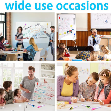 Petluno 10 pcs Whiteboard Markers, 9 Colour Pens, Fine Tip Magnetic Colour White Board Pen with Eraser Low Odour Dry Erase Ink Markers Erasable for Home, School and Office Uses Multi-coloured.