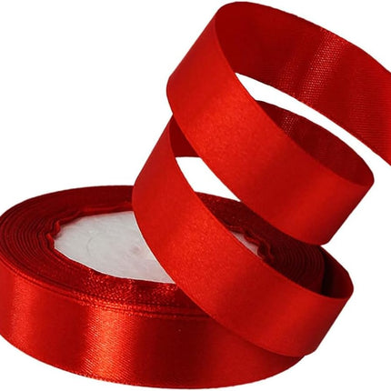 20mm Satin Ribbon 22 Metre, Polyester Ribbon, Enhance Your Crafts & Celebrations, Best for Gift Wrapping, Decorations, Wedding Car Ribbons Crafting Red 20MM-22 Metre.
