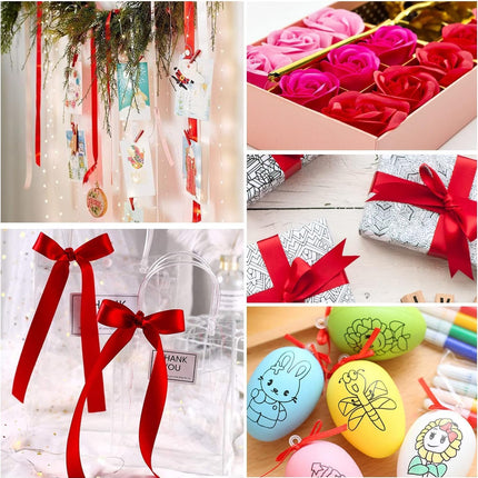 20mm Satin Ribbon 22 Metre, Polyester Ribbon, Enhance Your Crafts & Celebrations, Best for Gift Wrapping, Decorations, Wedding Car Ribbons Crafting Red 20MM-22 Metre.