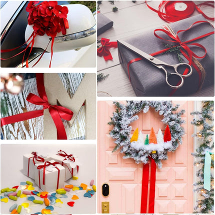 20mm Satin Ribbon 22 Metre, Polyester Ribbon, Enhance Your Crafts & Celebrations, Best for Gift Wrapping, Decorations, Wedding Car Ribbons Crafting Red 20MM-22 Metre.