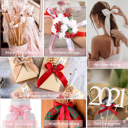 20mm Satin Ribbon 22 Metre, Polyester Ribbon, Enhance Your Crafts & Celebrations, Best for Gift Wrapping, Decorations, Wedding Car Ribbons Crafting Red 20MM-22 Metre.