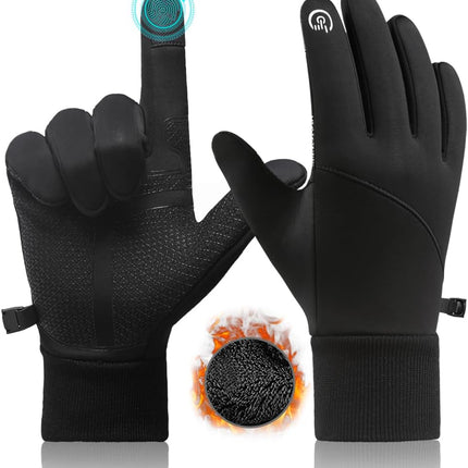 Petluno Winter Warm Gloves, Windproof Water-Resistant Thermal Gloves Anti-slip Touch Screen Cycling for Men Women Hiking Climbing Riding Bike Outdoor Sports Black M.