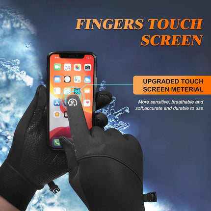 Petluno Winter Warm Gloves, Windproof Water-Resistant Thermal Gloves Anti-slip Touch Screen Cycling for Men Women Hiking Climbing Riding Bike Outdoor Sports Black M.