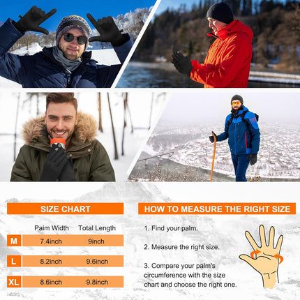 Petluno Winter Warm Gloves, Windproof Water-Resistant Thermal Gloves Anti-slip Touch Screen Cycling for Men Women Hiking Climbing Riding Bike Outdoor Sports Black M.