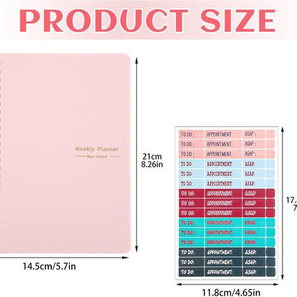 To Do List Notebook, A5 Weekly Planner Undated, Planning Pad Checklist Productivity Organizer 52 Pages for Students, Work, Fitness (Pink) Pink.