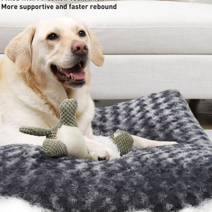 Petluno Large Dog Bed Washable, Calming Crate Mattress with Non Skid Bottom, Fluffy Anti Anxiety Beds, Pet Pillow Cushion, Dark Grey, 90x60x8cm Grey 90 x 60 8 cm (L W H).
