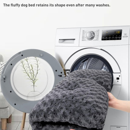 Petluno Large Dog Bed Washable, Calming Crate Mattress with Non Skid Bottom, Fluffy Anti Anxiety Beds, Pet Pillow Cushion, Dark Grey, 90x60x8cm Grey 90 x 60 8 cm (L W H).