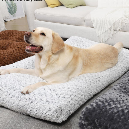 Petluno Large Dog Bed Washable, Calming Crate Mattress with Non Skid Bottom, Fluffy Anti Anxiety Beds, Pet Pillow Cushion, Dark Grey, 90x60x8cm Grey 90 x 60 8 cm (L W H).