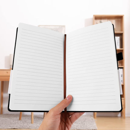 A5 Notebook, Notebook Note Book Pad Journal Notepad PU Leather for Office School Home Business Writing & Taking 200 Pages (100 Sheets)- Black.