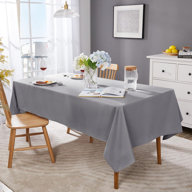 Petluno Oxford Decorative Table Cloth Rectangle Water Resistant Tablecloth for Home 137x200cm(54x79in) Grey 79 x 54 inch (Rectangular).