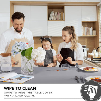 Petluno Oxford Decorative Table Cloth Rectangle Water Resistant Tablecloth for Home 137x200cm(54x79in) Grey 79 x 54 inch (Rectangular).