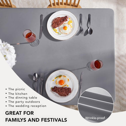 Petluno Oxford Decorative Table Cloth Rectangle Water Resistant Tablecloth for Home 137x200cm(54x79in) Grey 79 x 54 inch (Rectangular).