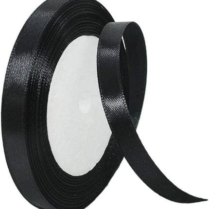 10mm Black Ribbon for Gift Wrapping, 22m Fabric Thick Satin Bow Wrapping, Ribbons for Balloons, Crafting, Hair, Bouquets, Weddings, Cars, Presents, Cakes, Christmas Party Decorations.