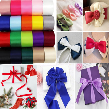 10mm Black Ribbon for Gift Wrapping, 22m Fabric Thick Satin Bow Wrapping, Ribbons for Balloons, Crafting, Hair, Bouquets, Weddings, Cars, Presents, Cakes, Christmas Party Decorations.