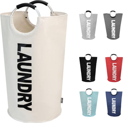 Petluno 90L Large Laundry Basket, Collapsible Bag, Freestanding Tall Clothes Hamper, Foldable Washing Bin (Beige) Beige.