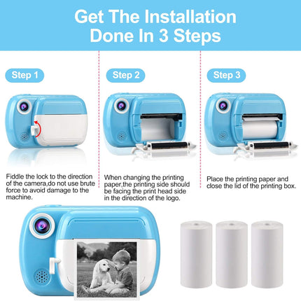 Thermal printing paper refill 5.7*3.0 CM for kids' instant cameras, width 5.7 cm, white, inkless (5 rolls) white.