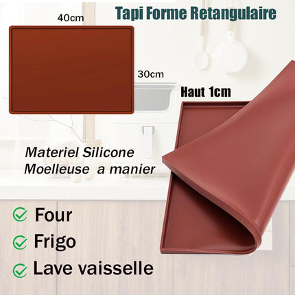Silicone Sponge Cake Mat 30x40x1cm Swiss Roll Baking Mat for Rolling - Flexible with Rim (Brown) Brown.