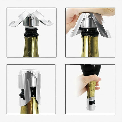 Set of 3 stainless steel champagne/wine stoppers, excellent seal.