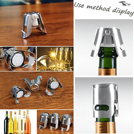 Set of 3 stainless steel champagne/wine stoppers, excellent seal.