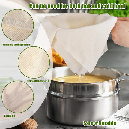 4 Pieces Food-Grade Cheesecloth, 50 cm Reusable Kitchen Cloth 100 Fine Grade Unbleached Washable Muslin Cloth for Straining Juices Cheese Tea Plant Milks Soups Yoghurt.