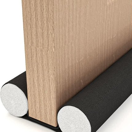 Insulated Door Draft Stopper with Eco-Friendly Oxford Fabric, Petluno 93cm Cut to Size, Double for Internal Doors 3-5 cm, Black.