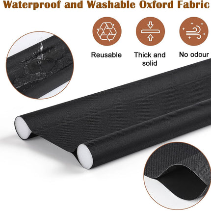 Insulated Door Draft Stopper with Eco-Friendly Oxford Fabric, Petluno 93cm Cut to Size, Double for Internal Doors 3-5 cm, Black.